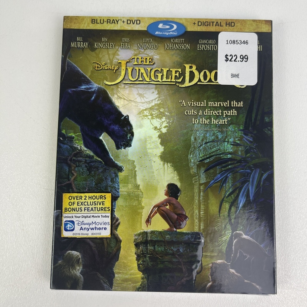 The Jungle Book Live Action Blu Ray DVD Digital Copy With Slipcover Sealed